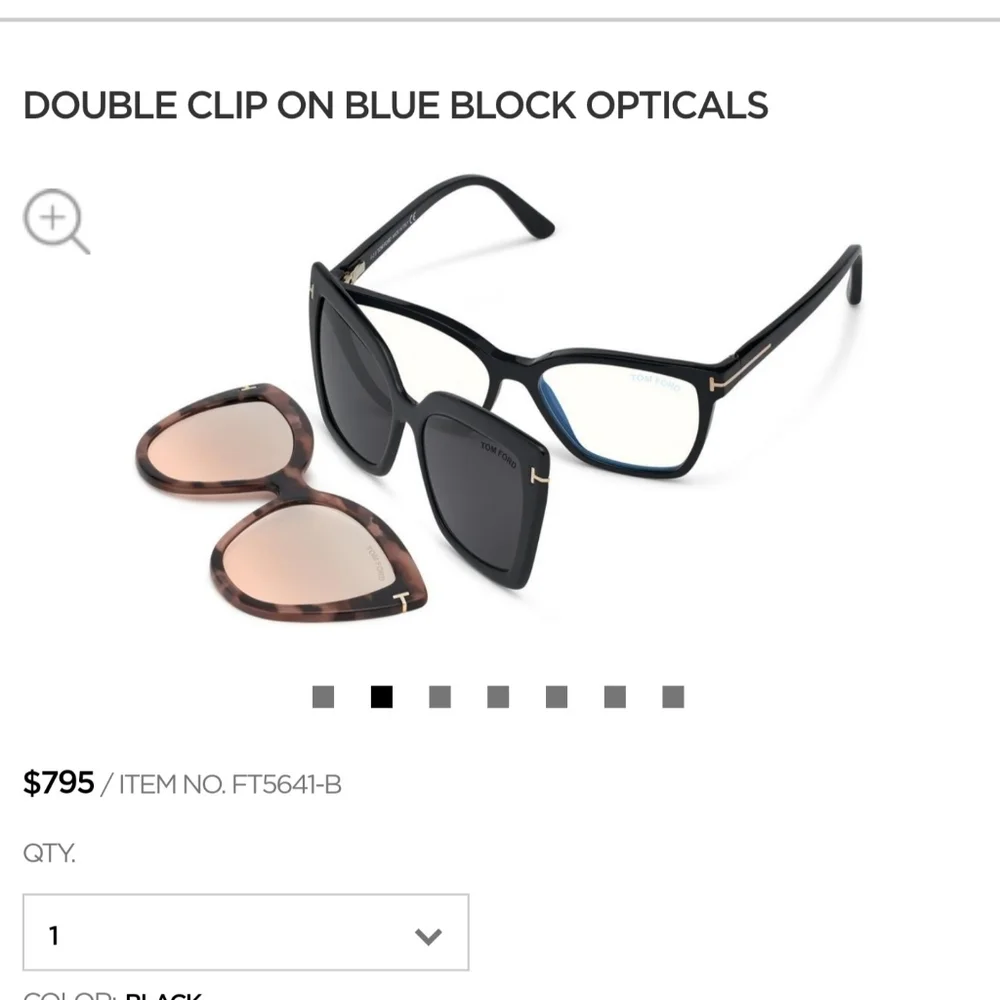 Tom Ford glasses with Sunglass Clip-Ons - Picture 7 of 10
